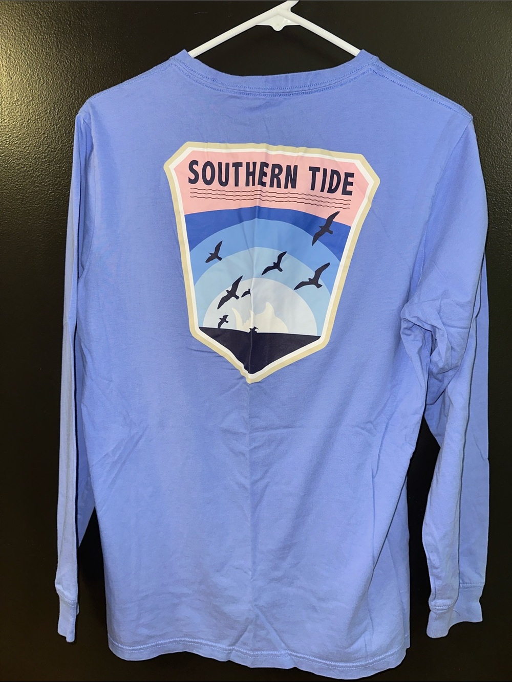 Southern Tide Periwinkle Long Sleeve Tee with Coastal Shield Graphic